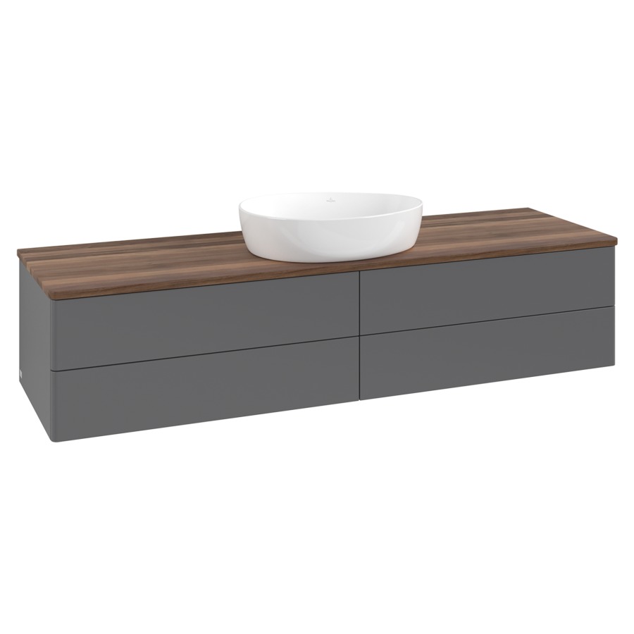 Élément inférieur  Antao
160 x 36 x 50 cm
2&nbsp;éléments de tiroir, 2&nbsp;tiroirs chacune
avec siphon gain de place
avec matériel de fixation
pour 1 lavabo à poser 234171/234172/234173
recouvrement Warm Walnut
sans trou pour robinet