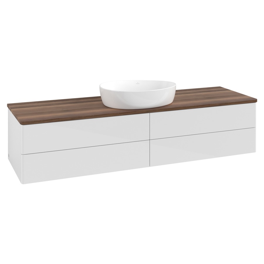 Élément inférieur  Antao
160 x 36 x 50 cm
2&nbsp;éléments de tiroir, 2&nbsp;tiroirs chacune
avec siphon gain de place
avec matériel de fixation
pour 1 lavabo à poser 234171/234172/234173
recouvrement Warm Walnut
sans trou pour robinet