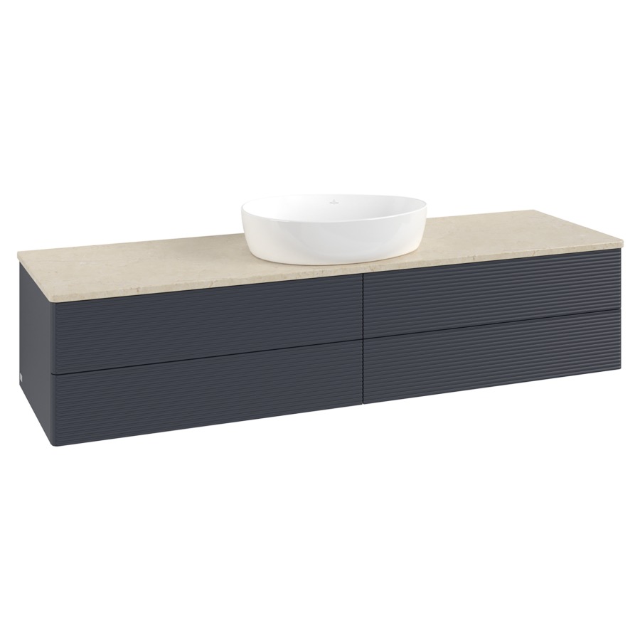 Élément inférieur  Antao
160 x 36 x 50 cm
2&nbsp;éléments de tiroir, 2&nbsp;tiroirs chacune
avec siphon gain de place
avec matériel de fixation
pour 1 lavabo à poser 234171/234172/234173
recouvrement Botticino
sans trou pour robinet