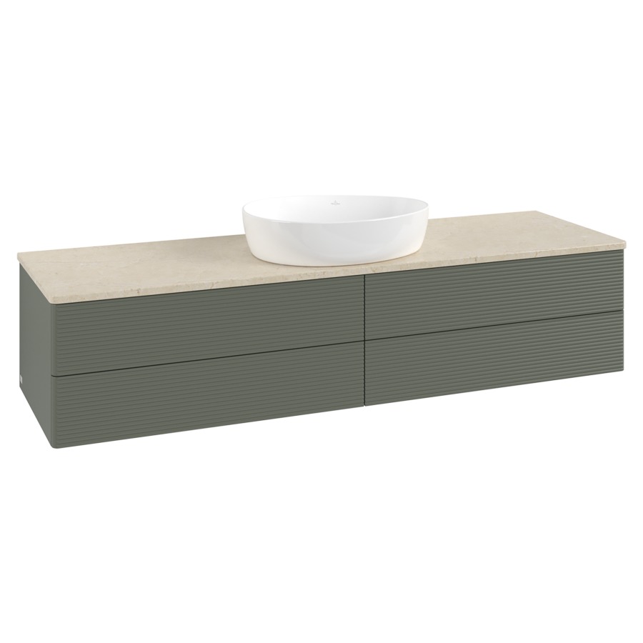 Élément inférieur  Antao
160 x 36 x 50 cm
2&nbsp;éléments de tiroir, 2&nbsp;tiroirs chacune
avec siphon gain de place
avec matériel de fixation
pour 1 lavabo à poser 234171/234172/234173
recouvrement Botticino
sans trou pour robinet