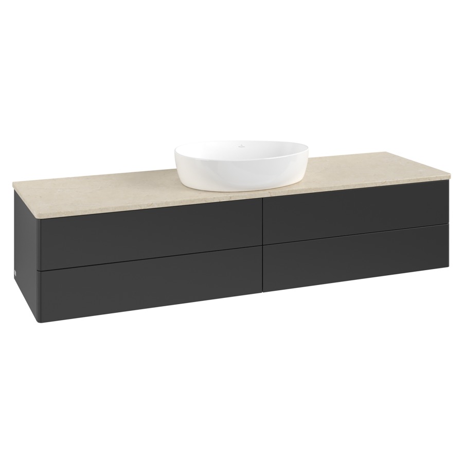 Élément inférieur  Antao
160 x 36 x 50 cm
2&nbsp;éléments de tiroir, 2&nbsp;tiroirs chacune
avec siphon gain de place
avec matériel de fixation
pour 1 lavabo à poser 234171/234172/234173
recouvrement Botticino
sans trou pour robinet