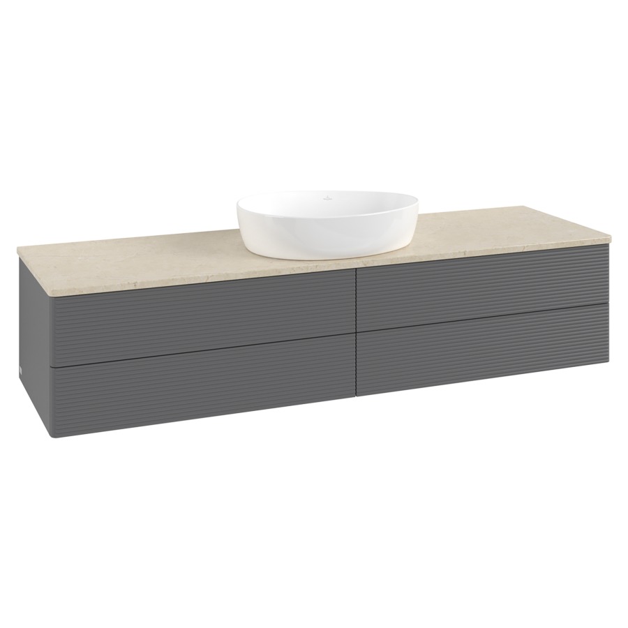 Élément inférieur  Antao
160 x 36 x 50 cm
2&nbsp;éléments de tiroir, 2&nbsp;tiroirs chacune
avec siphon gain de place
avec matériel de fixation
pour 1 lavabo à poser 234171/234172/234173
recouvrement Botticino
sans trou pour robinet
