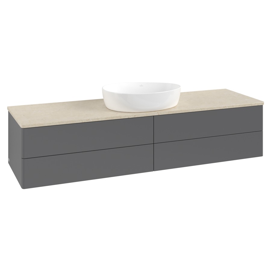 Élément inférieur  Antao
160 x 36 x 50 cm
2&nbsp;éléments de tiroir, 2&nbsp;tiroirs chacune
avec siphon gain de place
avec matériel de fixation
pour 1 lavabo à poser 234171/234172/234173
recouvrement Botticino
sans trou pour robinet