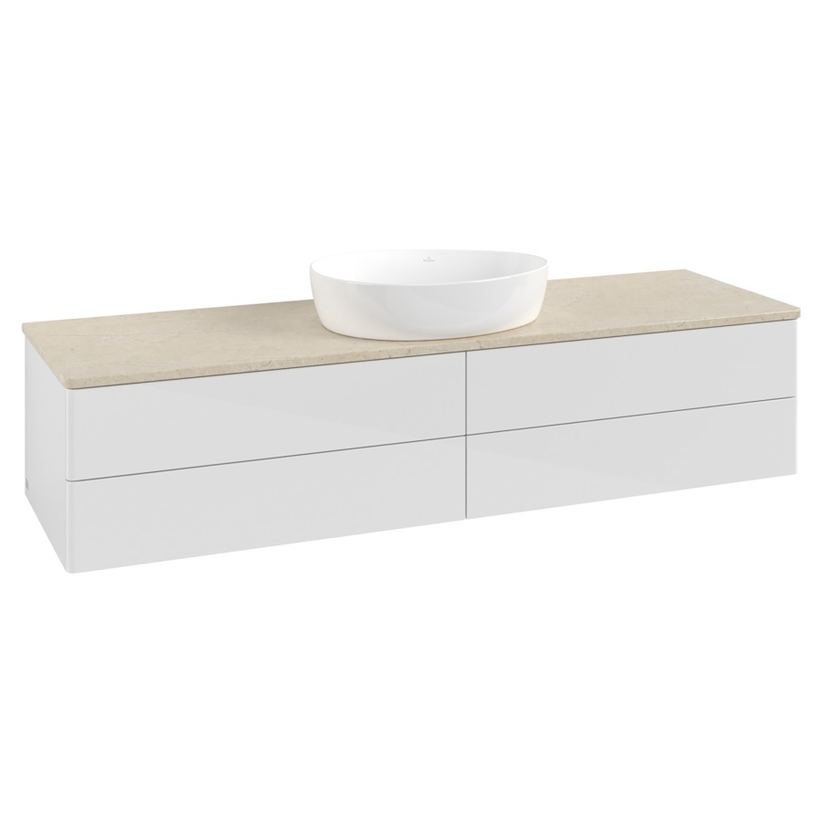 Élément inférieur  Antao
160 x 36 x 50 cm
2&nbsp;éléments de tiroir, 2&nbsp;tiroirs chacune
avec siphon gain de place
avec matériel de fixation
pour 1 lavabo à poser 234171/234172/234173
recouvrement Botticino
sans trou pour robinet
