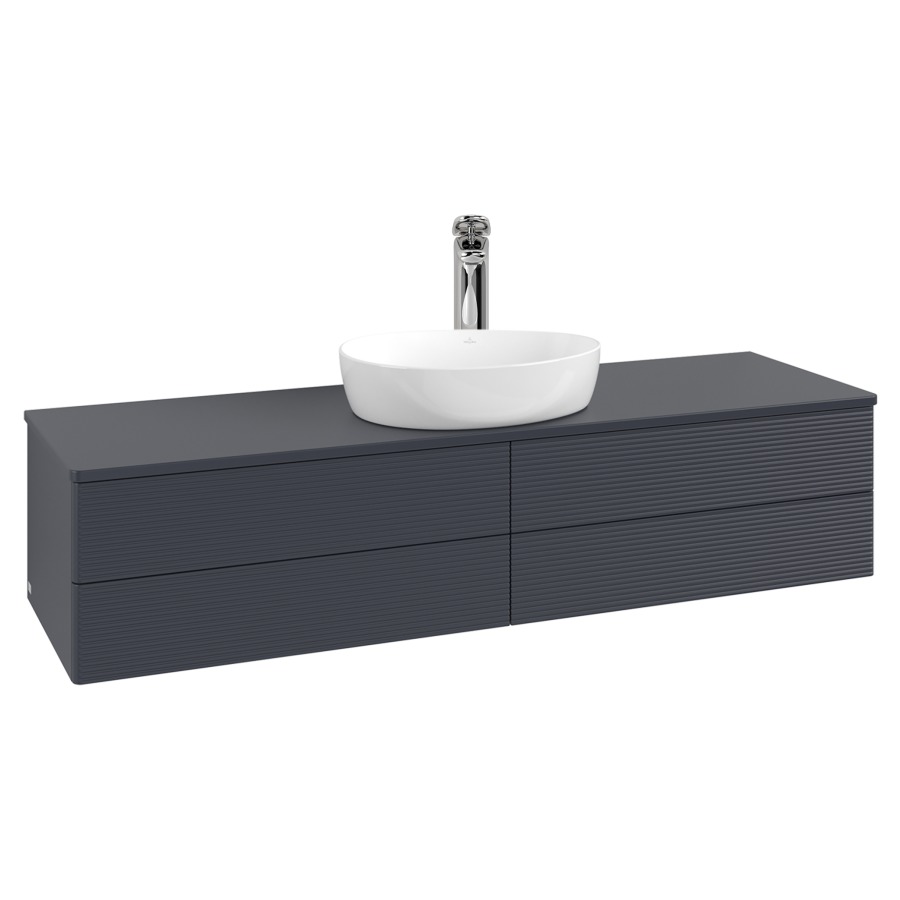 Élément inférieur  Antao
160 x 36 x 50 cm
2&nbsp;éléments de tiroir, 2&nbsp;tiroirs chacune
avec siphon gain de place
avec matériel de fixation
pour 1 lavabo à poser 101037/101039/234171
recouvrement avec 1 trou pour robinet