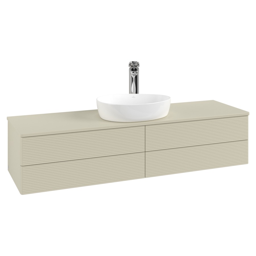 Élément inférieur  Antao
160 x 36 x 50 cm
2&nbsp;éléments de tiroir, 2&nbsp;tiroirs chacune
avec siphon gain de place
avec matériel de fixation
pour 1 lavabo à poser 101037/101039/234171
recouvrement avec 1 trou pour robinet
