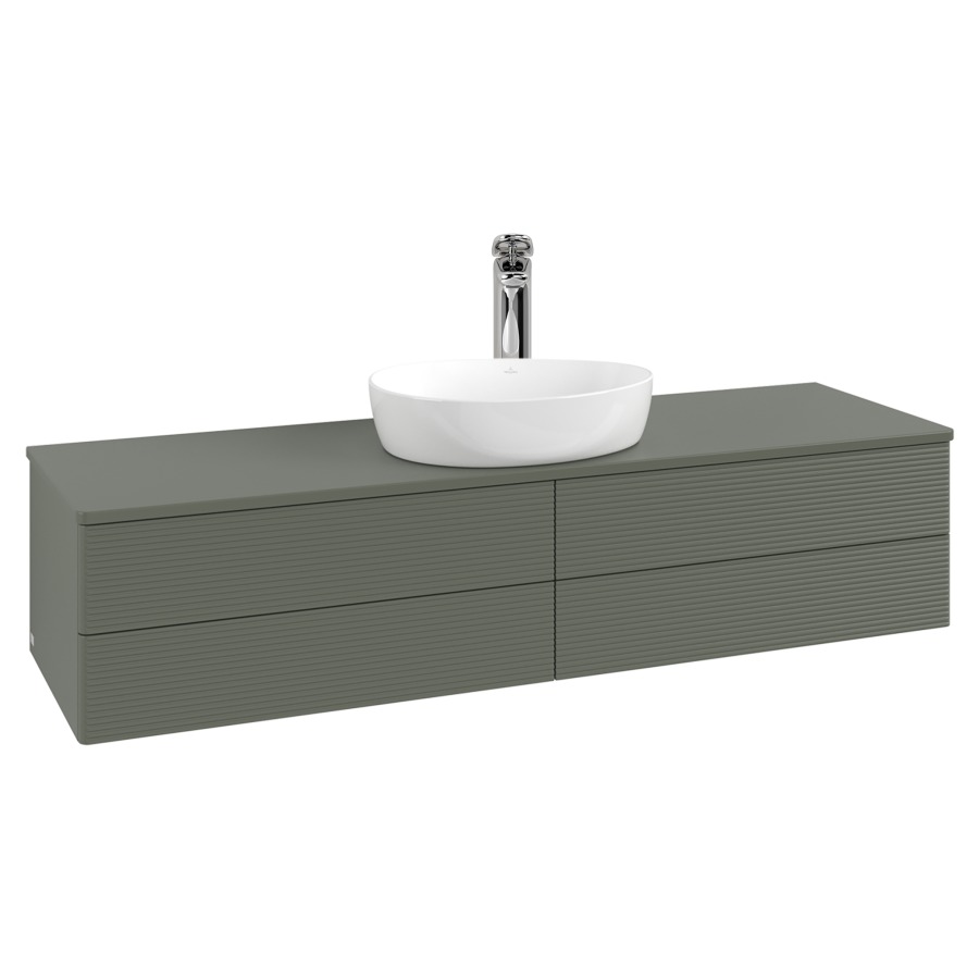 Élément inférieur  Antao
160 x 36 x 50 cm
2&nbsp;éléments de tiroir, 2&nbsp;tiroirs chacune
avec siphon gain de place
avec matériel de fixation
pour 1 lavabo à poser 101037/101039/234171
recouvrement avec 1 trou pour robinet