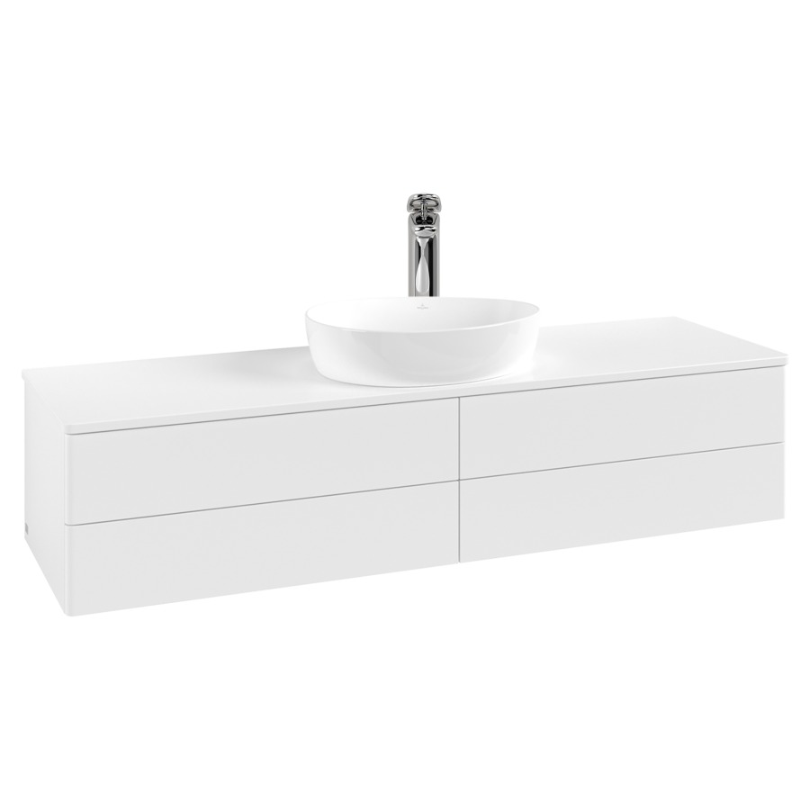 Élément inférieur  Antao
160 x 36 x 50 cm
2&nbsp;éléments de tiroir, 2&nbsp;tiroirs chacune
avec siphon gain de place
avec matériel de fixation
pour 1 lavabo à poser 101037/101039/234171
recouvrement avec 1 trou pour robinet