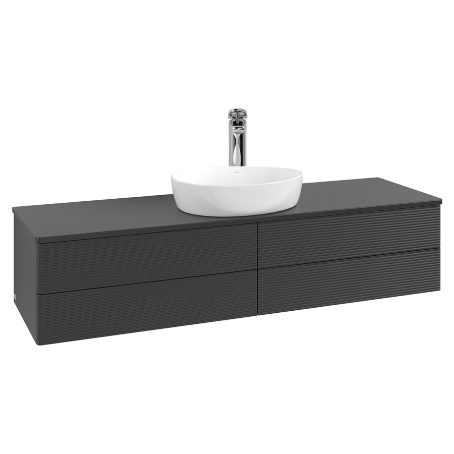 Élément inférieur  Antao
160 x 36 x 50 cm
2&nbsp;éléments de tiroir, 2&nbsp;tiroirs chacune
avec siphon gain de place
avec matériel de fixation
pour 1 lavabo à poser 101037/101039/234171
recouvrement avec 1 trou pour robinet