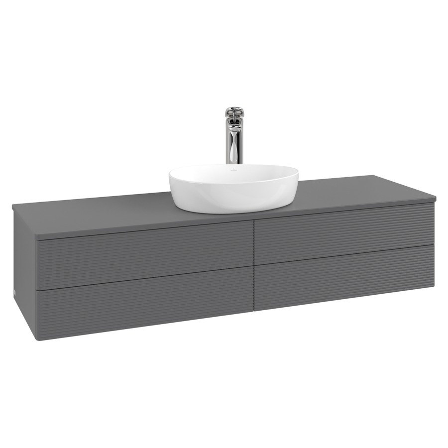 Élément inférieur  Antao
160 x 36 x 50 cm
2&nbsp;éléments de tiroir, 2&nbsp;tiroirs chacune
avec siphon gain de place
avec matériel de fixation
pour 1 lavabo à poser 101037/101039/234171
recouvrement avec 1 trou pour robinet