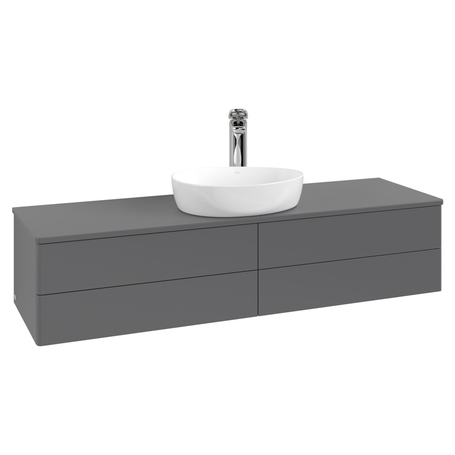 Élément inférieur  Antao
160 x 36 x 50 cm
2&nbsp;éléments de tiroir, 2&nbsp;tiroirs chacune
avec siphon gain de place
avec matériel de fixation
pour 1 lavabo à poser 101037/101039/234171
recouvrement avec 1 trou pour robinet