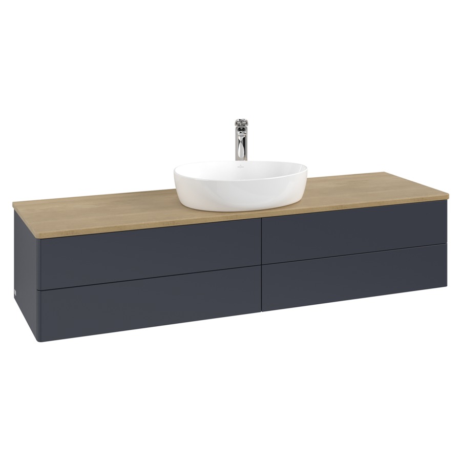 Élément inférieur  Antao
160 x 36 x 50 cm
2&nbsp;éléments de tiroir, 2&nbsp;tiroirs chacune
avec siphon gain de place
avec matériel de fixation
pour 1 lavabo à poser 101037/101039/234171
recouvrement Honey Oak, 1 trou pour robinet