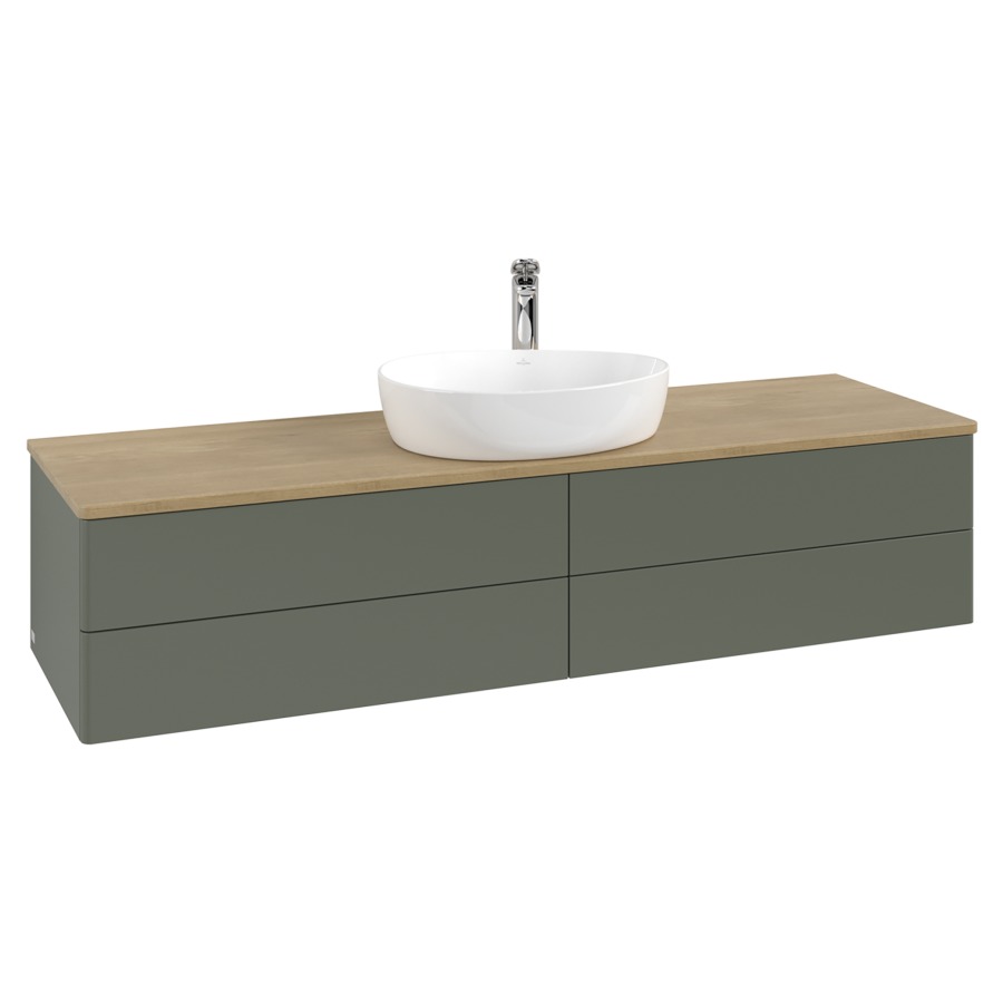 Élément inférieur  Antao
160 x 36 x 50 cm
2&nbsp;éléments de tiroir, 2&nbsp;tiroirs chacune
avec siphon gain de place
avec matériel de fixation
pour 1 lavabo à poser 101037/101039/234171
recouvrement Honey Oak, 1 trou pour robinet