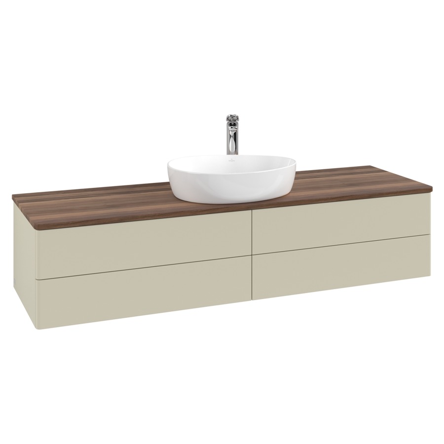 Élément inférieur  Antao
160 x 36 x 50 cm
2&nbsp;éléments de tiroir, 2&nbsp;tiroirs chacune
avec siphon gain de place
avec matériel de fixation
pour 1 lavabo à poser 101037/101039/234171
recouvrement Warm Walnut, 1 trou pour robinet
