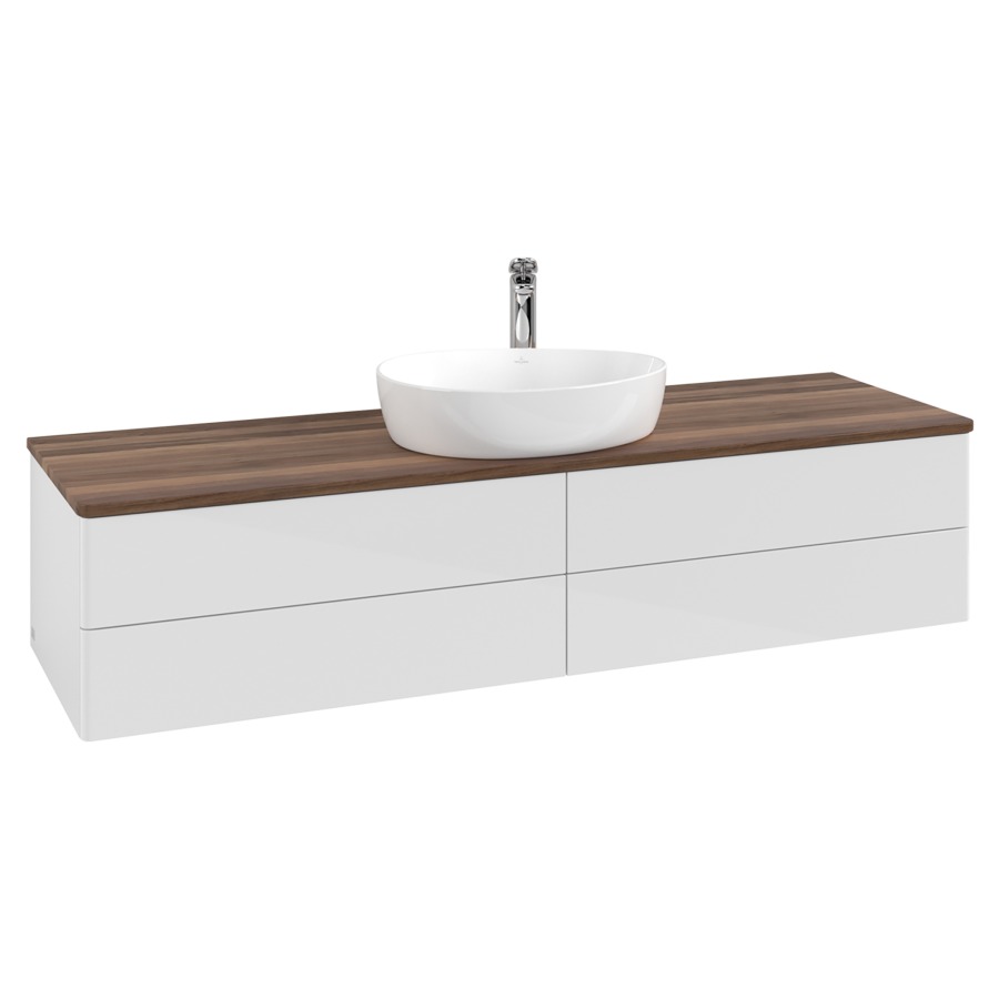 Élément inférieur  Antao
160 x 36 x 50 cm
2&nbsp;éléments de tiroir, 2&nbsp;tiroirs chacune
avec siphon gain de place
avec matériel de fixation
pour 1 lavabo à poser 101037/101039/234171
recouvrement Warm Walnut, 1 trou pour robinet