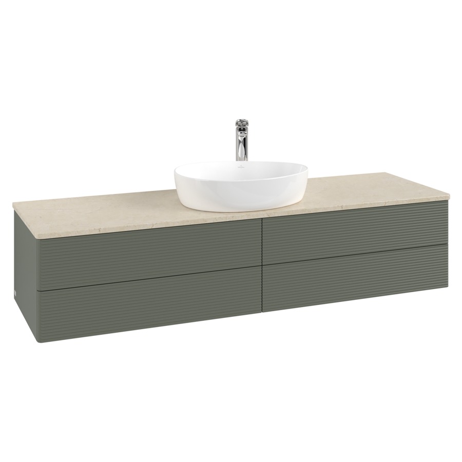 Élément inférieur  Antao
160 x 36 x 50 cm
2&nbsp;éléments de tiroir, 2&nbsp;tiroirs chacune
avec siphon gain de place
avec matériel de fixation
pour 1 lavabo à poser 101037/101039/234171
recouvrement Botticino, 1 trou pour robinet