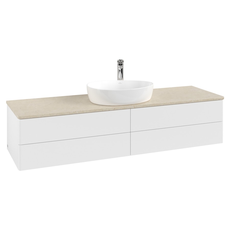 Élément inférieur  Antao
160 x 36 x 50 cm
2&nbsp;éléments de tiroir, 2&nbsp;tiroirs chacune
avec siphon gain de place
avec matériel de fixation
pour 1 lavabo à poser 101037/101039/234171
recouvrement Botticino, 1 trou pour robinet