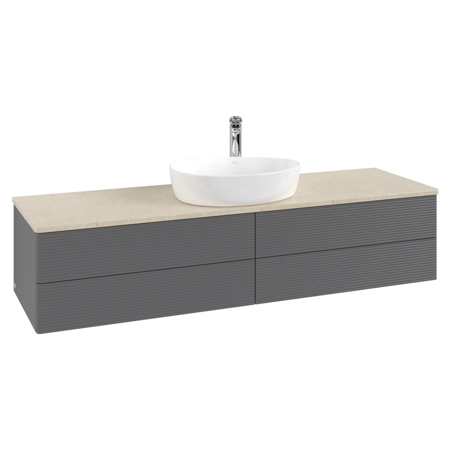 Élément inférieur  Antao
160 x 36 x 50 cm
2&nbsp;éléments de tiroir, 2&nbsp;tiroirs chacune
avec siphon gain de place
avec matériel de fixation
pour 1 lavabo à poser 101037/101039/234171
recouvrement Botticino, 1 trou pour robinet