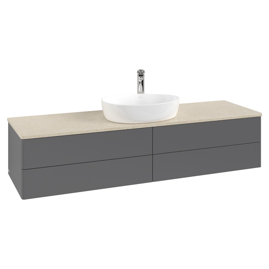 Élément inférieur  Antao
160 x 36 x 50 cm
2&nbsp;éléments de tiroir, 2&nbsp;tiroirs chacune
avec siphon gain de place
avec matériel de fixation
pour 1 lavabo à poser 101037/101039/234171
recouvrement Botticino, 1 trou pour robinet
