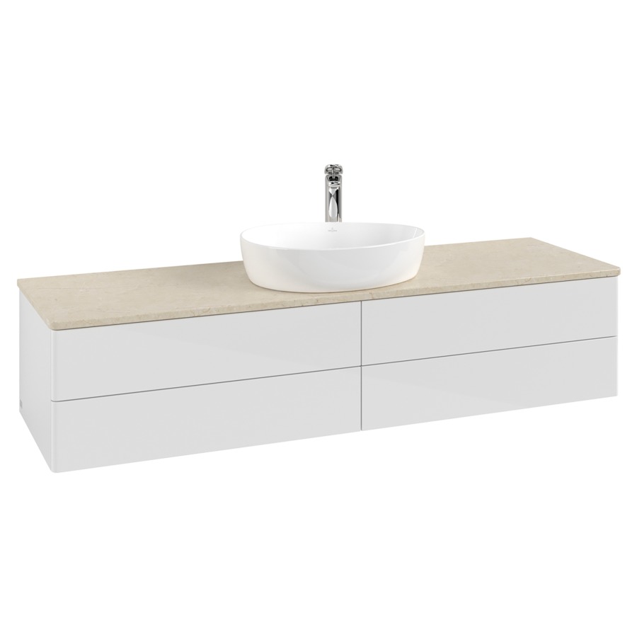 Élément inférieur  Antao
160 x 36 x 50 cm
2&nbsp;éléments de tiroir, 2&nbsp;tiroirs chacune
avec siphon gain de place
avec matériel de fixation
pour 1 lavabo à poser 101037/101039/234171
recouvrement Botticino, 1 trou pour robinet