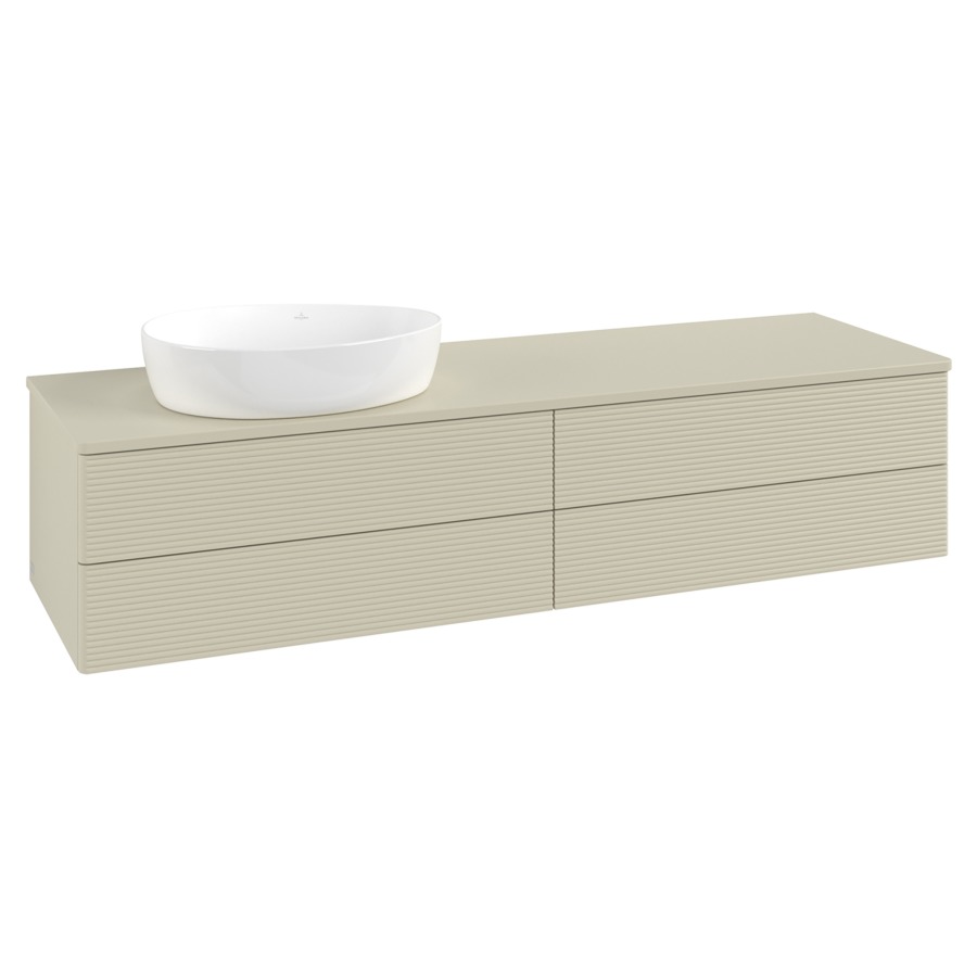 Élément inférieur  Antao
160 x 36 x 50 cm
2&nbsp;éléments de tiroir, 2&nbsp;tiroirs chacune
lavabo à gauche
avec siphon gain de place
avec matériel de fixation
pour 1 lavabo à poser 234171/234172/234173
recouvrement sans trou pour robinet