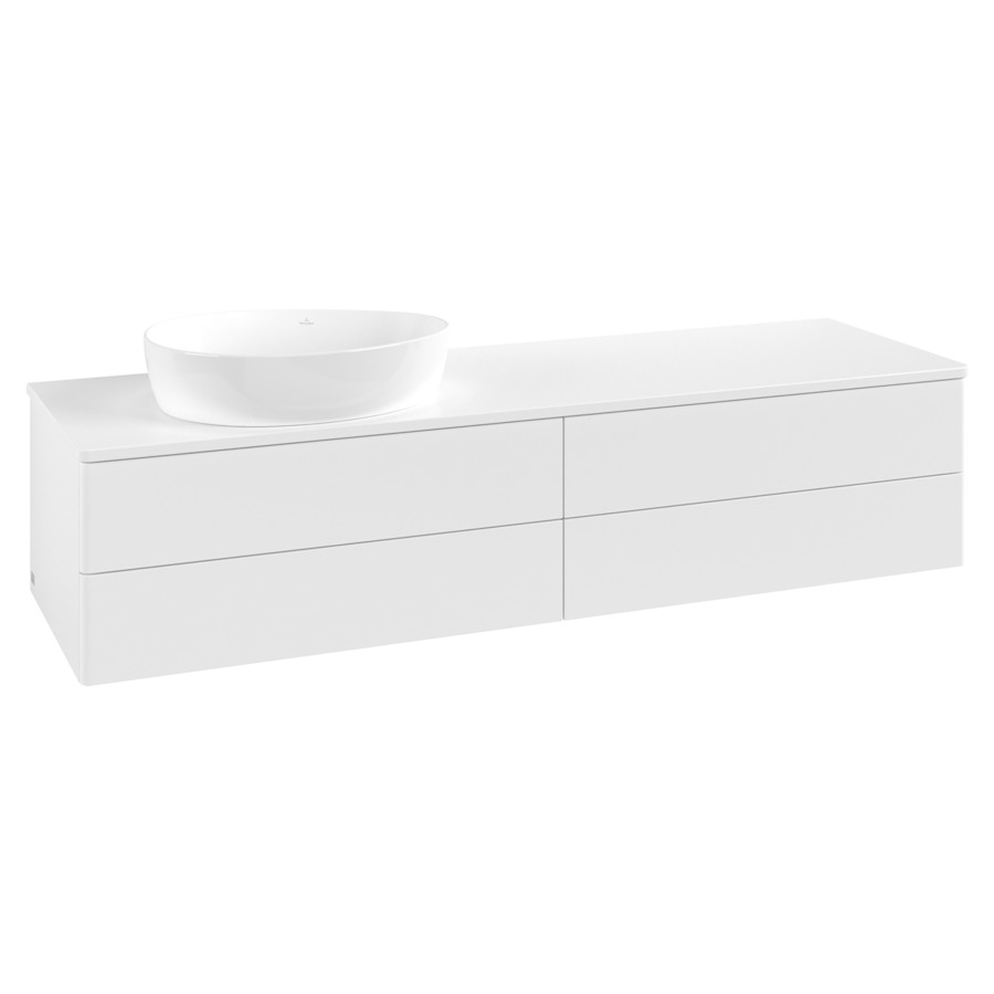 Élément inférieur  Antao
160 x 36 x 50 cm
2&nbsp;éléments de tiroir, 2&nbsp;tiroirs chacune
lavabo à gauche
avec siphon gain de place
avec matériel de fixation
pour 1 lavabo à poser 234171/234172/234173
recouvrement sans trou pour robinet