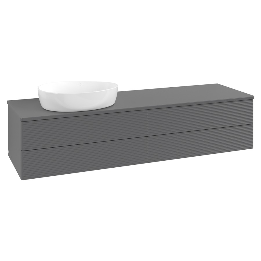 Élément inférieur  Antao
160 x 36 x 50 cm
2&nbsp;éléments de tiroir, 2&nbsp;tiroirs chacune
lavabo à gauche
avec siphon gain de place
avec matériel de fixation
pour 1 lavabo à poser 234171/234172/234173
recouvrement sans trou pour robinet