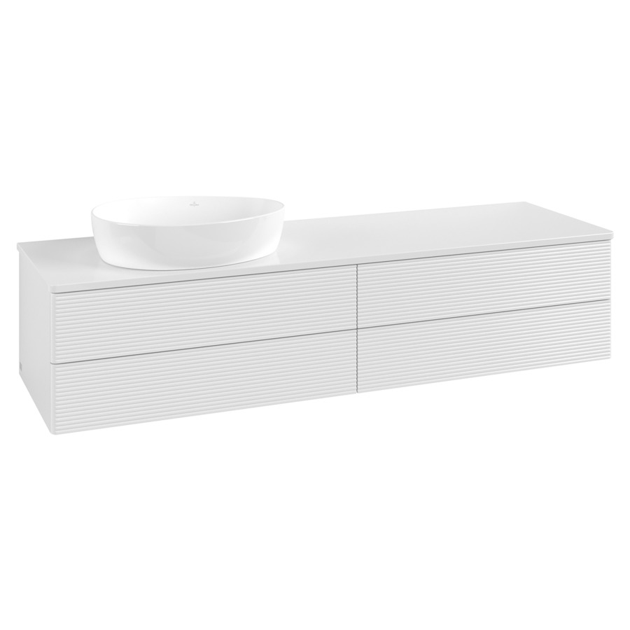 Élément inférieur  Antao
160 x 36 x 50 cm
2&nbsp;éléments de tiroir, 2&nbsp;tiroirs chacune
lavabo à gauche
avec siphon gain de place
avec matériel de fixation
pour 1 lavabo à poser 234171/234172/234173
recouvrement sans trou pour robinet