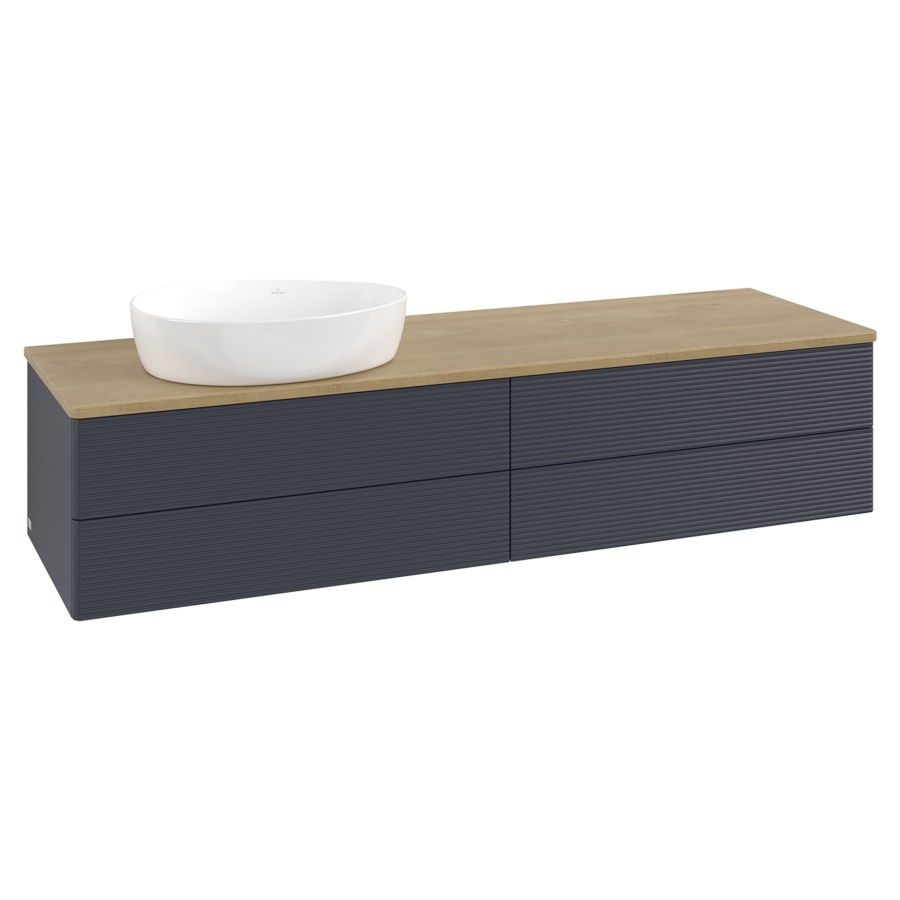 Élément inférieur  Antao
160 x 36 x 50 cm
2&nbsp;éléments de tiroir, 2&nbsp;tiroirs chacune
lavabo à gauche
avec siphon gain de place
avec matériel de fixation
pour 1 lavabo à poser 234171/234172/234173
recouvrement Honey Oak
sans trou pour robinet