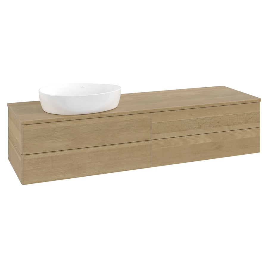 Élément inférieur  Antao
160 x 36 x 50 cm
2&nbsp;éléments de tiroir, 2&nbsp;tiroirs chacune
lavabo à gauche
avec siphon gain de place
avec matériel de fixation
pour 1 lavabo à poser 234171/234172/234173
recouvrement Honey Oak
sans trou pour robinet
