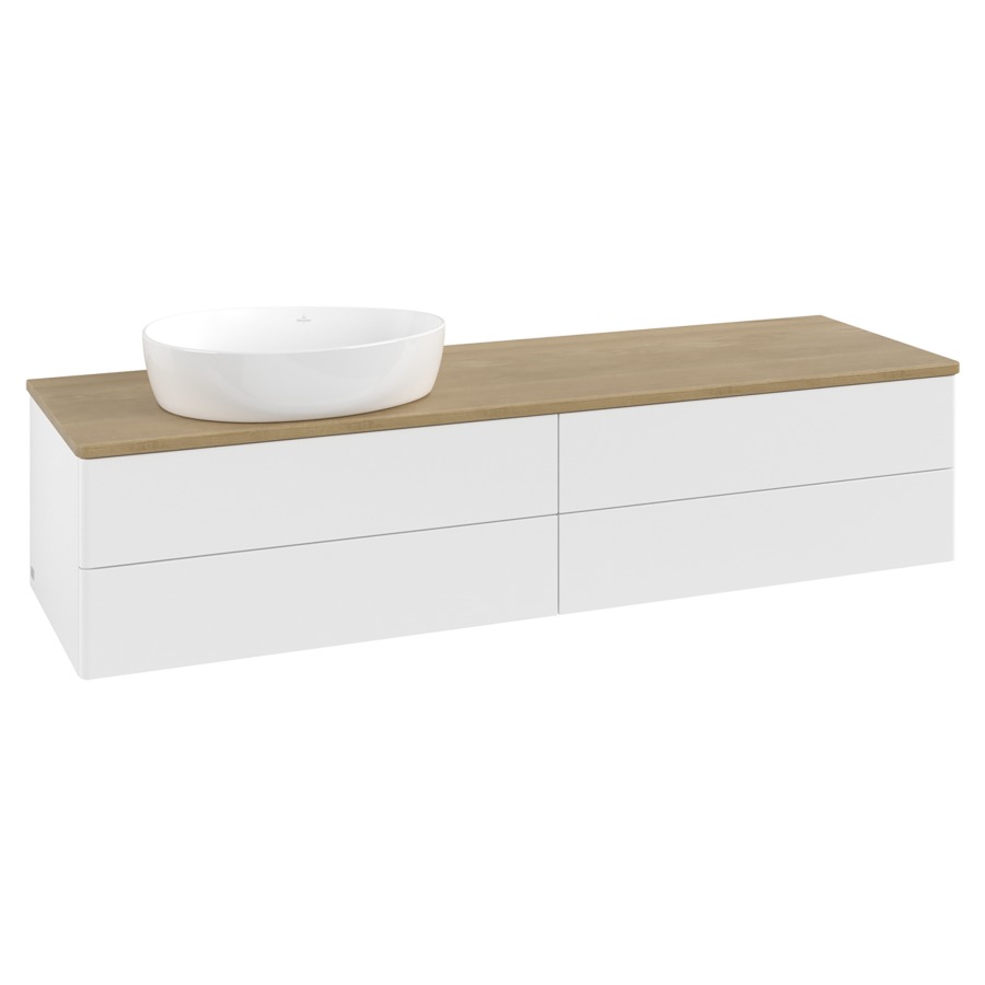 Élément inférieur  Antao
160 x 36 x 50 cm
2&nbsp;éléments de tiroir, 2&nbsp;tiroirs chacune
lavabo à gauche
avec siphon gain de place
avec matériel de fixation
pour 1 lavabo à poser 234171/234172/234173
recouvrement Honey Oak
sans trou pour robinet
