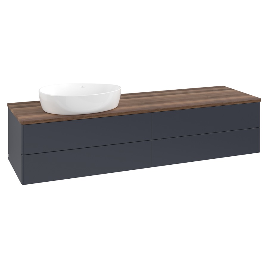 Élément inférieur  Antao
160 x 36 x 50 cm
2&nbsp;éléments de tiroir, 2&nbsp;tiroirs chacune
lavabo à gauche
avec siphon gain de place
avec matériel de fixation
pour 1 lavabo à poser 234171/234172/234173
recouvrement Warm Walnut
sans trou pour robinet