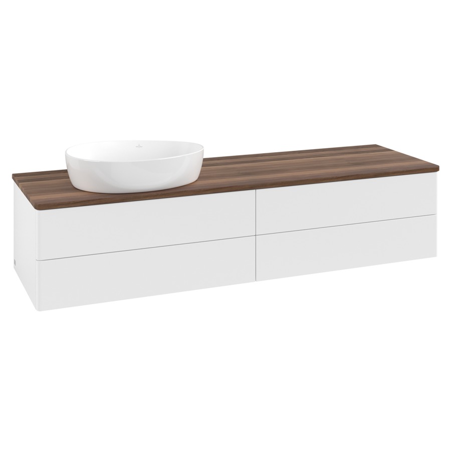 Élément inférieur  Antao
160 x 36 x 50 cm
2&nbsp;éléments de tiroir, 2&nbsp;tiroirs chacune
lavabo à gauche
avec siphon gain de place
avec matériel de fixation
pour 1 lavabo à poser 234171/234172/234173
recouvrement Warm Walnut
sans trou pour robinet