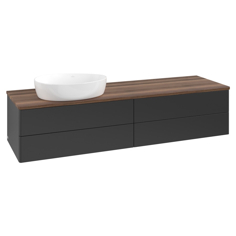 Élément inférieur  Antao
160 x 36 x 50 cm
2&nbsp;éléments de tiroir, 2&nbsp;tiroirs chacune
lavabo à gauche
avec siphon gain de place
avec matériel de fixation
pour 1 lavabo à poser 234171/234172/234173
recouvrement Warm Walnut
sans trou pour robinet