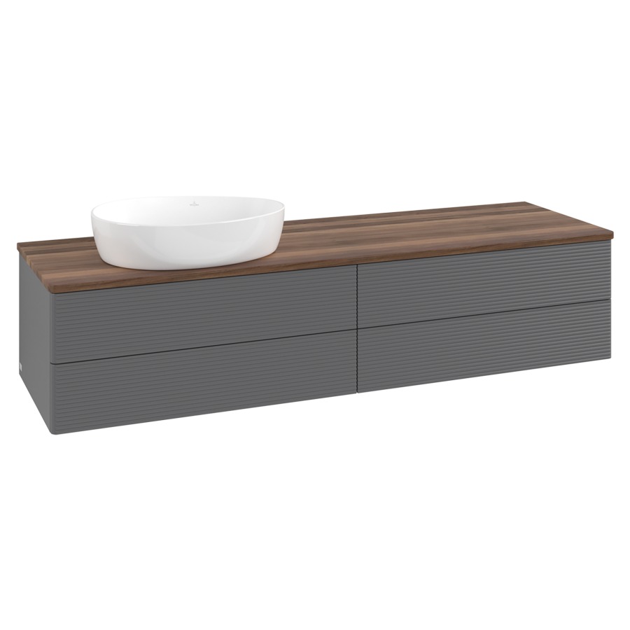 Élément inférieur  Antao
160 x 36 x 50 cm
2&nbsp;éléments de tiroir, 2&nbsp;tiroirs chacune
lavabo à gauche
avec siphon gain de place
avec matériel de fixation
pour 1 lavabo à poser 234171/234172/234173
recouvrement Warm Walnut
sans trou pour robinet