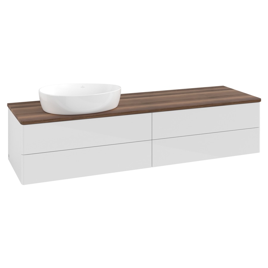 Élément inférieur  Antao
160 x 36 x 50 cm
2&nbsp;éléments de tiroir, 2&nbsp;tiroirs chacune
lavabo à gauche
avec siphon gain de place
avec matériel de fixation
pour 1 lavabo à poser 234171/234172/234173
recouvrement Warm Walnut
sans trou pour robinet