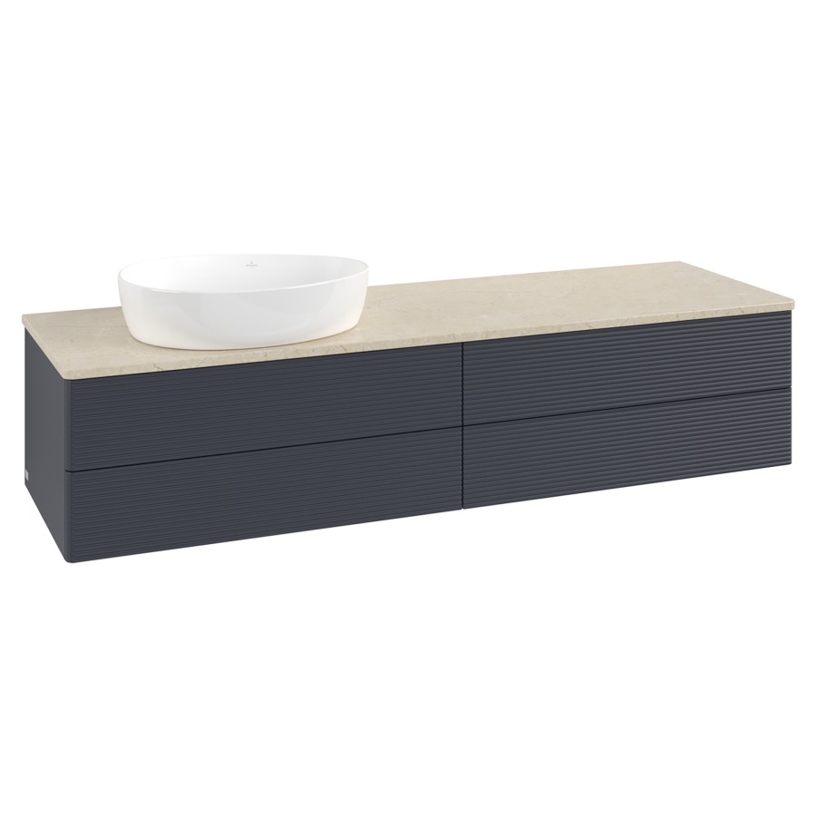 Élément inférieur  Antao
160 x 36 x 50 cm
2&nbsp;éléments de tiroir, 2&nbsp;tiroirs chacune
lavabo à gauche
avec siphon gain de place
avec matériel de fixation
pour 1 lavabo à poser 234171/234172/234173
recouvrement Botticino
sans trou pour robinet