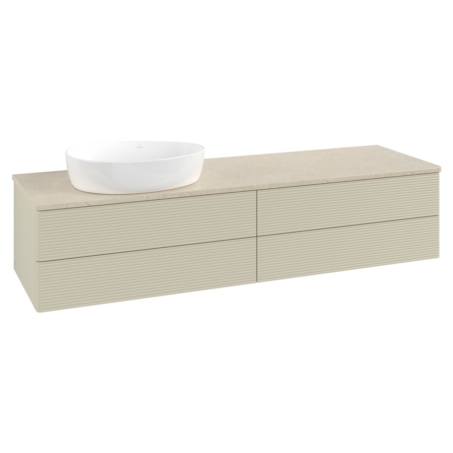 Élément inférieur  Antao
160 x 36 x 50 cm
2&nbsp;éléments de tiroir, 2&nbsp;tiroirs chacune
lavabo à gauche
avec siphon gain de place
avec matériel de fixation
pour 1 lavabo à poser 234171/234172/234173
recouvrement Botticino
sans trou pour robinet