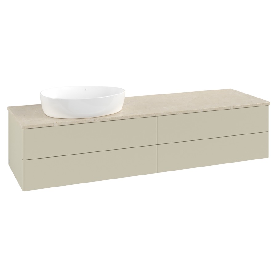 Élément inférieur  Antao
160 x 36 x 50 cm
2&nbsp;éléments de tiroir, 2&nbsp;tiroirs chacune
lavabo à gauche
avec siphon gain de place
avec matériel de fixation
pour 1 lavabo à poser 234171/234172/234173
recouvrement Botticino
sans trou pour robinet