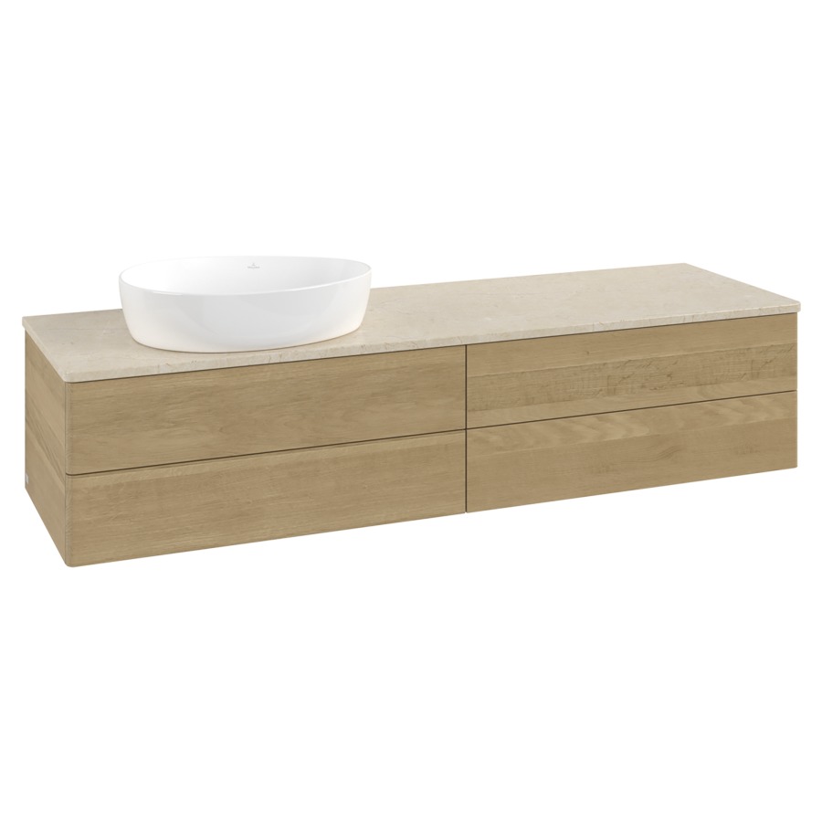 Élément inférieur  Antao
160 x 36 x 50 cm
2&nbsp;éléments de tiroir, 2&nbsp;tiroirs chacune
lavabo à gauche
avec siphon gain de place
avec matériel de fixation
pour 1 lavabo à poser 234171/234172/234173
recouvrement Botticino
sans trou pour robinet