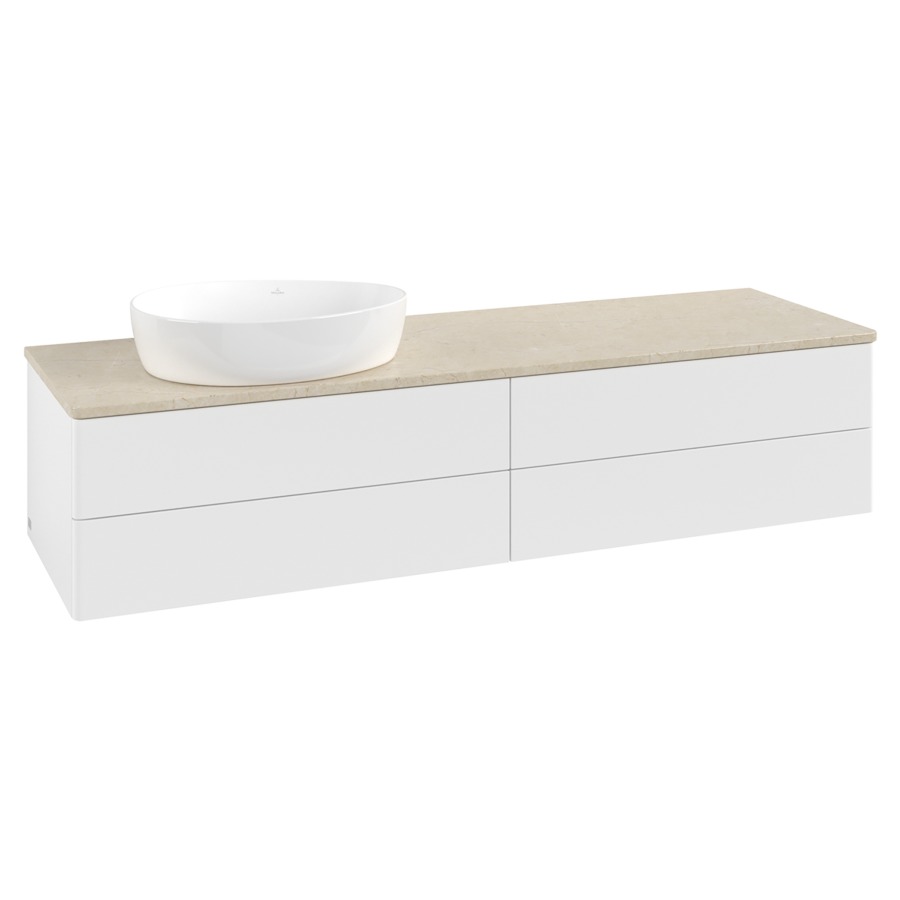Élément inférieur  Antao
160 x 36 x 50 cm
2&nbsp;éléments de tiroir, 2&nbsp;tiroirs chacune
lavabo à gauche
avec siphon gain de place
avec matériel de fixation
pour 1 lavabo à poser 234171/234172/234173
recouvrement Botticino
sans trou pour robinet