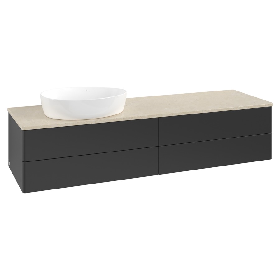 Élément inférieur  Antao
160 x 36 x 50 cm
2&nbsp;éléments de tiroir, 2&nbsp;tiroirs chacune
lavabo à gauche
avec siphon gain de place
avec matériel de fixation
pour 1 lavabo à poser 234171/234172/234173
recouvrement Botticino
sans trou pour robinet