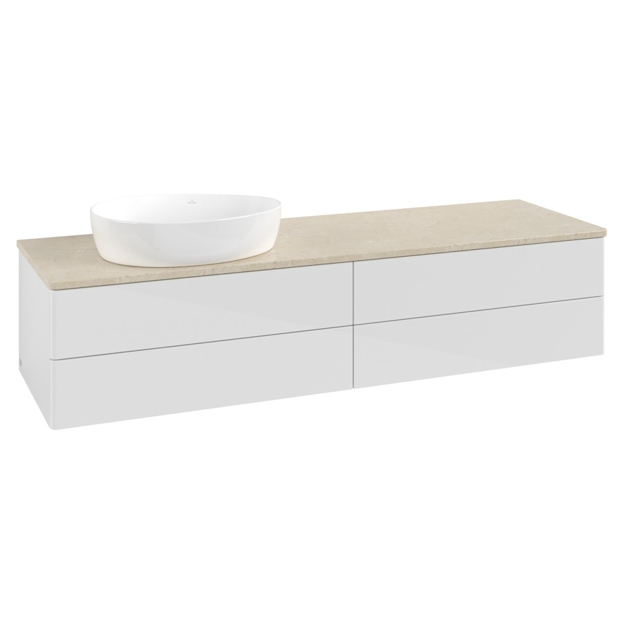 Élément inférieur  Antao
160 x 36 x 50 cm
2&nbsp;éléments de tiroir, 2&nbsp;tiroirs chacune
lavabo à gauche
avec siphon gain de place
avec matériel de fixation
pour 1 lavabo à poser 234171/234172/234173
recouvrement Botticino
sans trou pour robinet