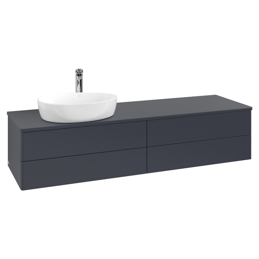 Élément inférieur  Antao
160 x 36 x 50 cm
2&nbsp;éléments de tiroir, 2&nbsp;tiroirs chacune
lavabo à gauche
avec siphon gain de place
avec matériel de fixation
pour 1 lavabo à poser 101037/101039/234171
recouvrement avec trou pour robinet