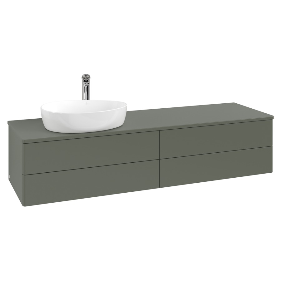 Élément inférieur  Antao
160 x 36 x 50 cm
2&nbsp;éléments de tiroir, 2&nbsp;tiroirs chacune
lavabo à gauche
avec siphon gain de place
avec matériel de fixation
pour 1 lavabo à poser 101037/101039/234171
recouvrement avec trou pour robinet
