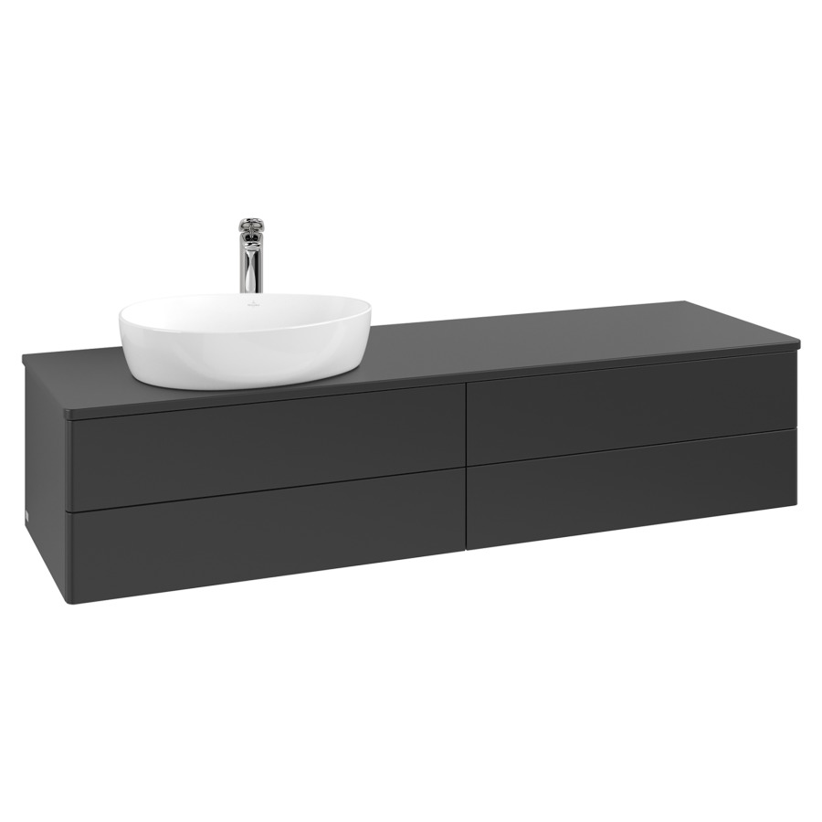 Élément inférieur  Antao
160 x 36 x 50 cm
2&nbsp;éléments de tiroir, 2&nbsp;tiroirs chacune
lavabo à gauche
avec siphon gain de place
avec matériel de fixation
pour 1 lavabo à poser 101037/101039/234171
recouvrement avec trou pour robinet