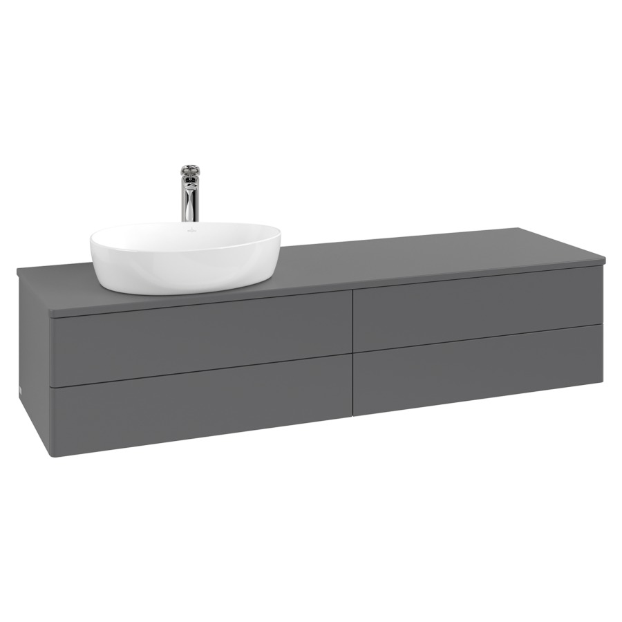 Élément inférieur  Antao
160 x 36 x 50 cm
2&nbsp;éléments de tiroir, 2&nbsp;tiroirs chacune
lavabo à gauche
avec siphon gain de place
avec matériel de fixation
pour 1 lavabo à poser 101037/101039/234171
recouvrement avec trou pour robinet