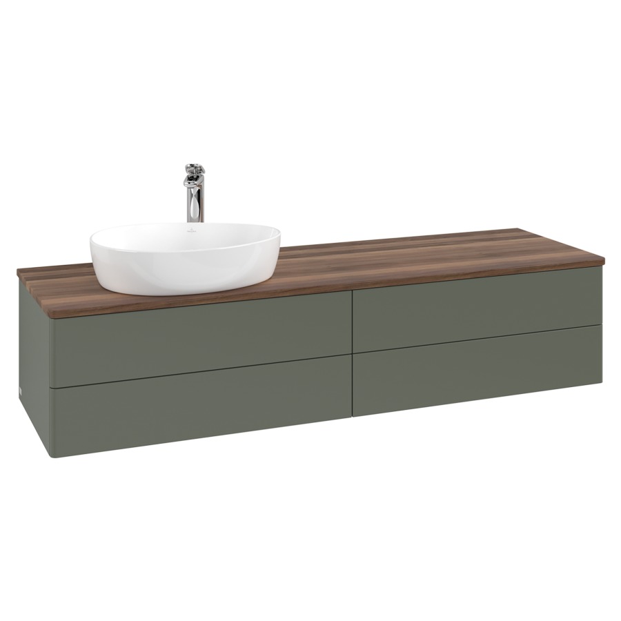 Élément inférieur  Antao
160 x 36 x 50 cm
2&nbsp;éléments de tiroir, 2&nbsp;tiroirs chacune
lavabo à gauche
avec siphon gain de place
avec matériel de fixation
pour 1 lavabo à poser 101037/101039/234171
recouvrement Warm Walnut, 1 trou pour robinet