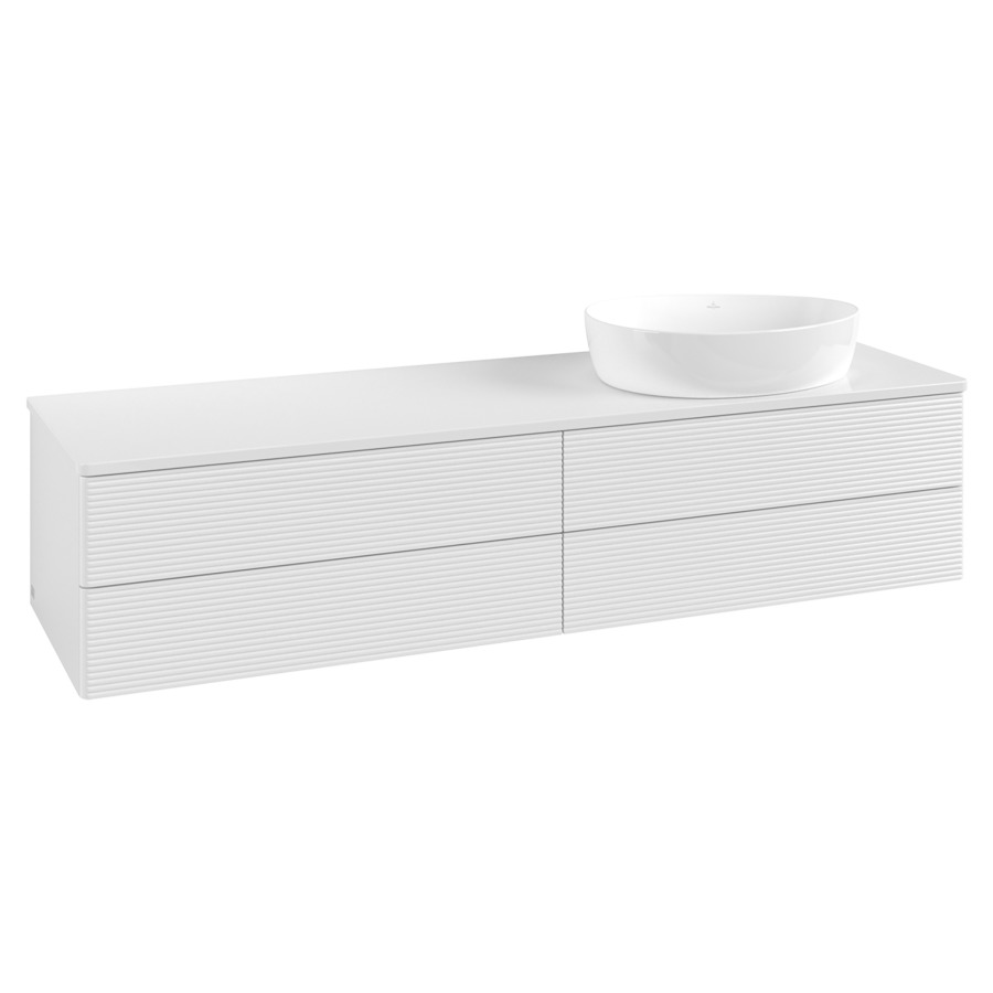 Élément inférieur  Antao
160 x 36 x 50 cm
2&nbsp;éléments de tiroir, 2&nbsp;tiroirs chacune
lavabo à droite
avec siphon gain de place
avec matériel de fixation
pour 1 lavabo à poser 234171/234172/234173
recouvrement sans trou pour robinet