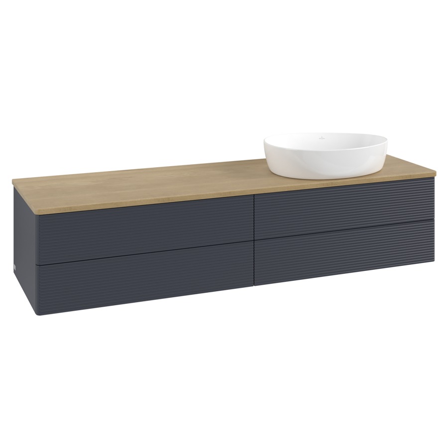 Élément inférieur  Antao
160 x 36 x 50 cm
2&nbsp;éléments de tiroir, 2&nbsp;tiroirs chacune
lavabo à droite
avec siphon gain de place
avec matériel de fixation
pour 1 lavabo à poser 234171/234172/234173
recouvrement Honey Oak
sans trou pour robinet